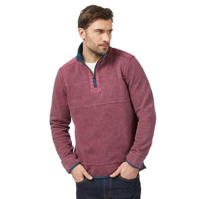 Pink pique zip neck sweater
